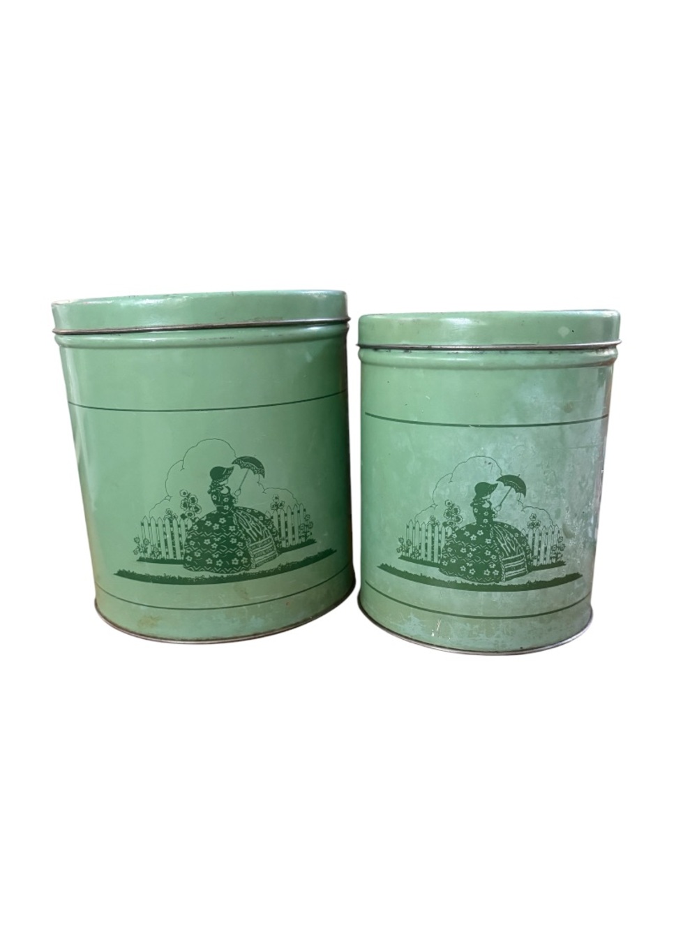 VINTAGE 1940➕Nesco Set Of 2 : Metal Nesting Canisters
